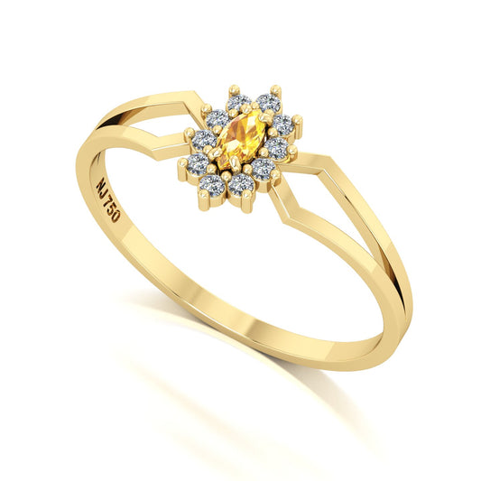 Anel Lovely Citrino e Diamantes Ouro 18k