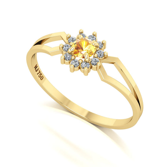 Anel Lovely II Citrino e Diamantes Ouro 18k