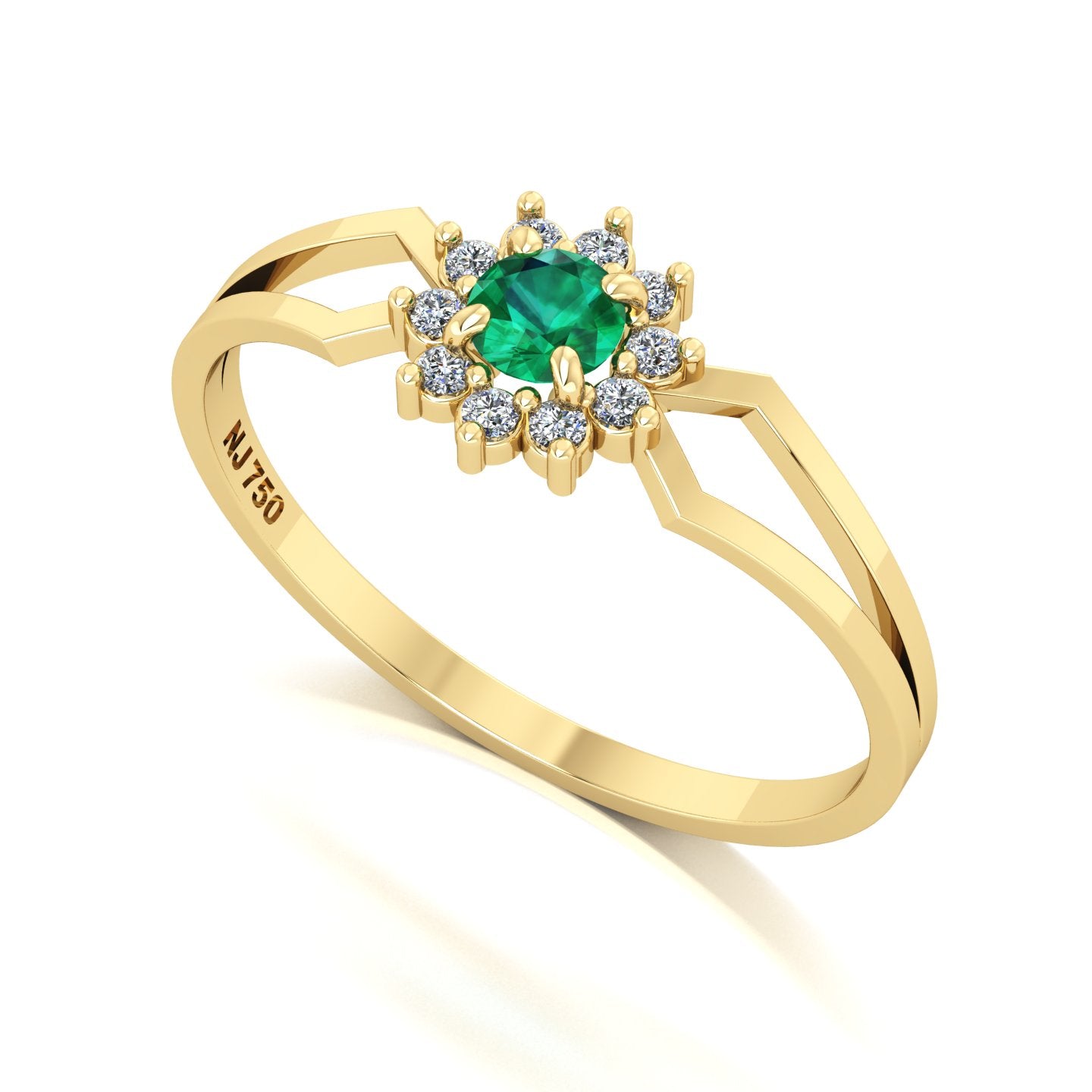 Anel Lovely II Esmeralda e Diamantes Ouro 18k