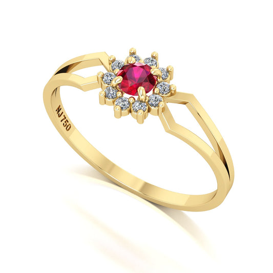 Anel Lovely II Rubi e Diamantes Ouro 18k