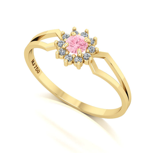 Anel Lovely II Turmalina Rosa e Diamantes Ouro 18k
