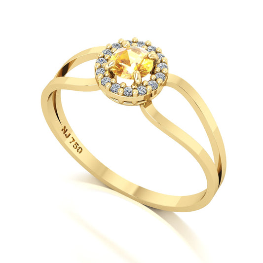 Anel Shiny Citrino e Diamantes Ouro 18k
