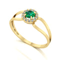 Anel Shiny Esmeralda e Diamantes Ouro 18k