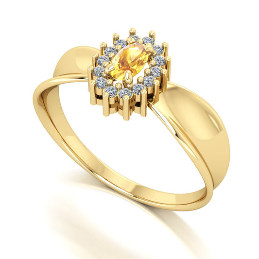 Anel Sovereign Citrino e Diamantes Ouro 18k