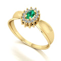 Anel Sovereign Esmeralda e Diamantes Ouro 18k