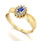 Anel Sovereign Safira e Diamantes Ouro 18k