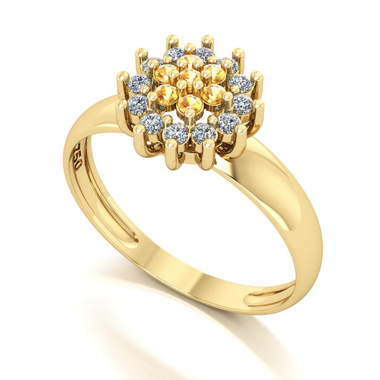 Anel Flower Citrino e Diamantes Ouro 18k