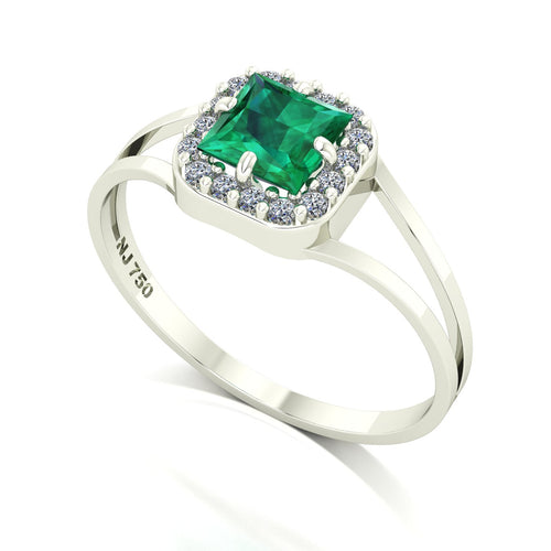 Anel Big Square Esmeralda Ouro 18k