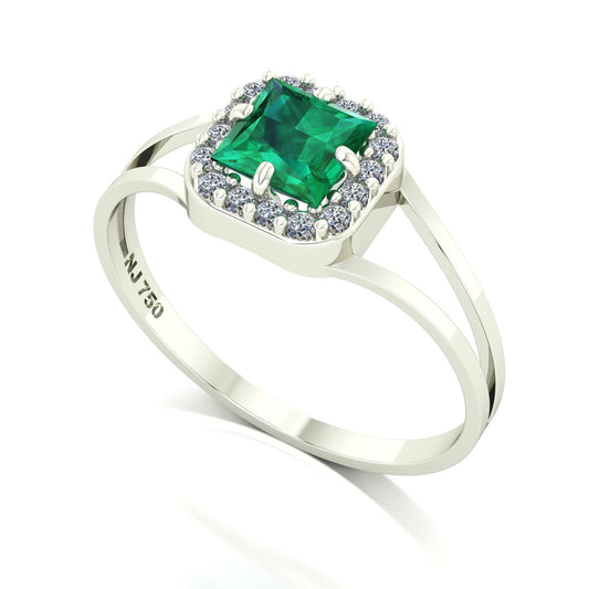 Anel Big Square Esmeralda Ouro 18k