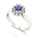 Anel Flower Safira e Diamantes Ouro 18k