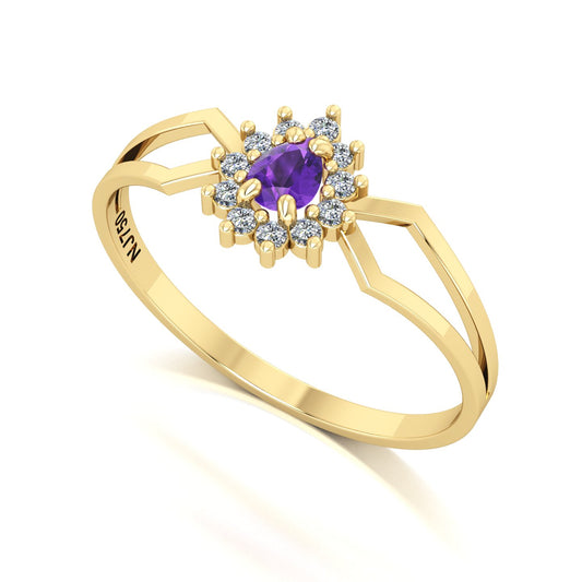 Anel Lovely III Ametista e Diamantes Ouro 18k