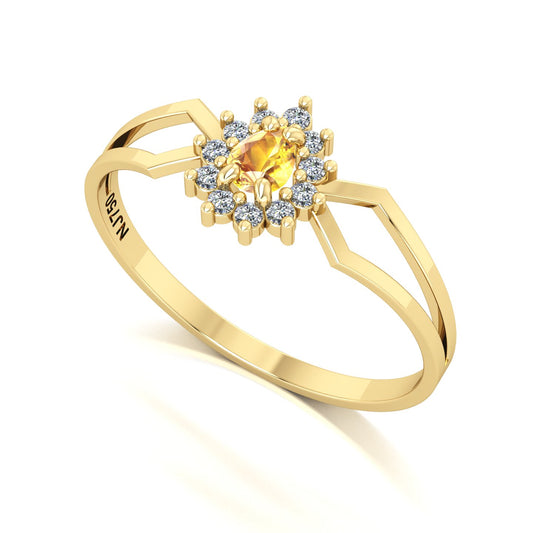 Anel Lovely III Citrino e Diamantes Ouro 18k