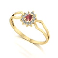 Anel Lovely III Granada e Diamantes Ouro 18k