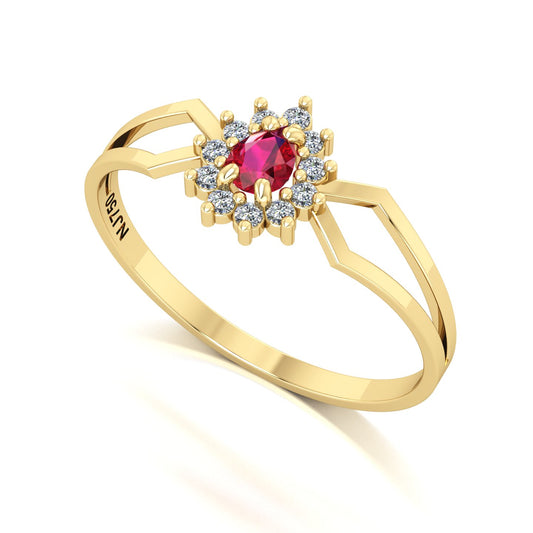 Anel Lovely III Rubi e Diamantes Ouro 18k