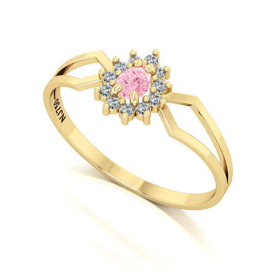Anel Lovely III Turmalina Rosa e Diamantes Ouro 18k
