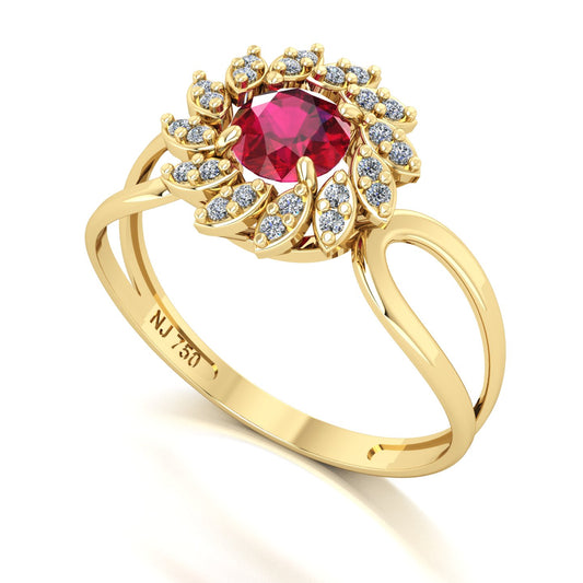 Anel Magnus Flos II Rubi e Diamantes Naturais Ouro 18k