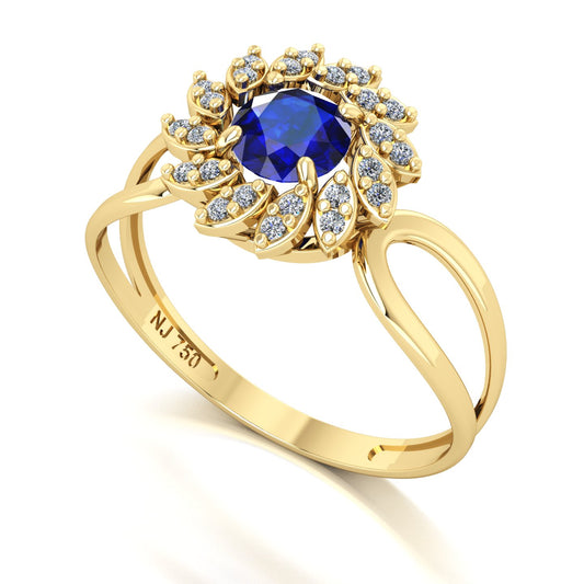 Anel Magnus Flos II Safira e Diamantes Naturais Ouro 18k