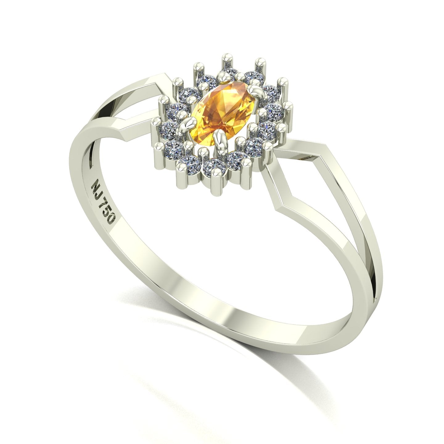 Anel Lovely IV Citrino e Diamantes Ouro 18k