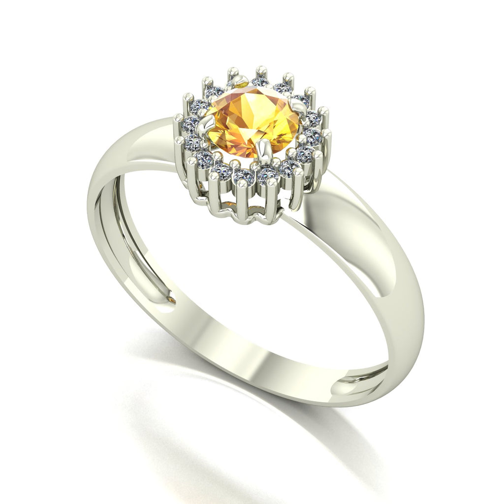 Anel Majestic Citrino e Diamantes Naturais Ouro 18k