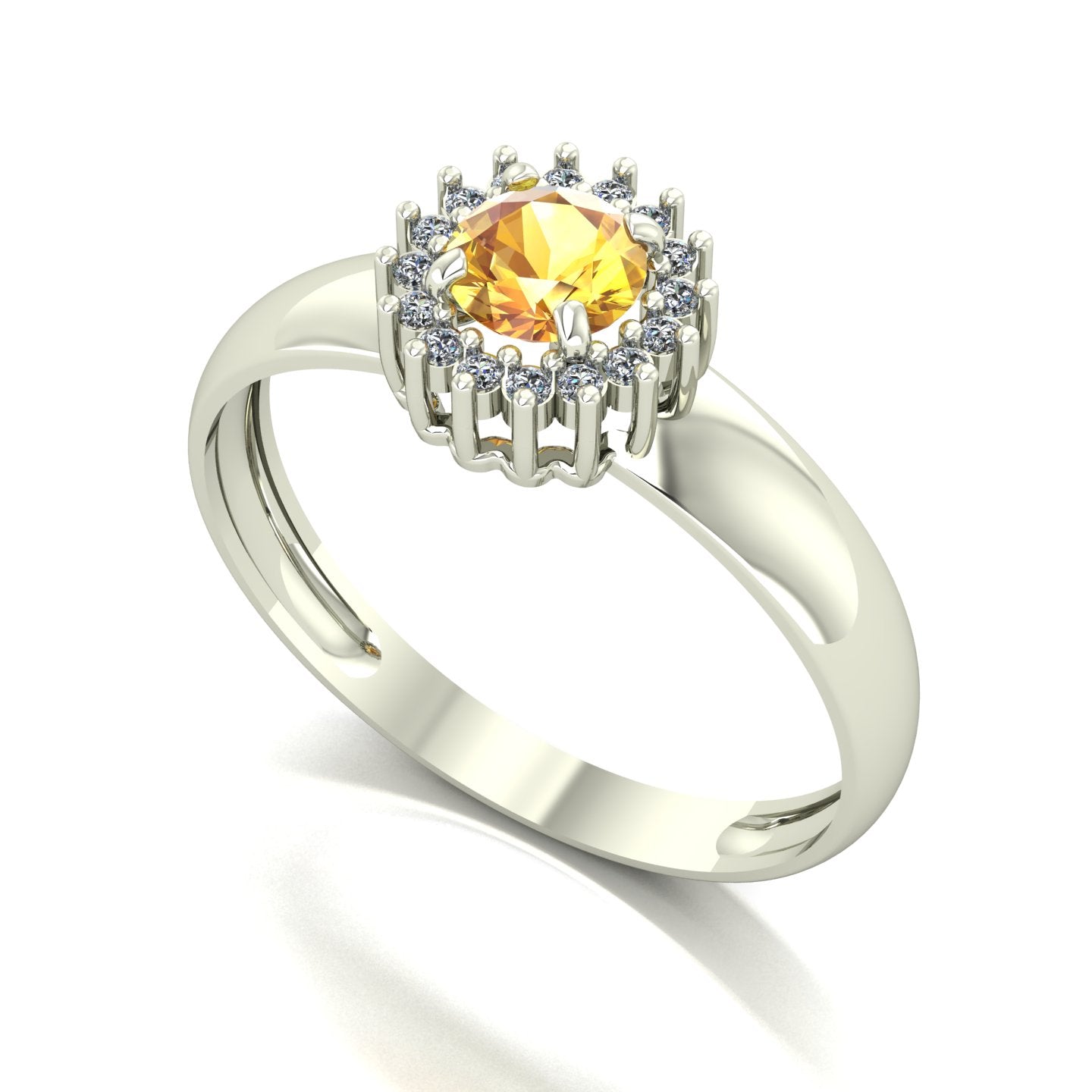 Anel Majestic Citrino e Diamantes Naturais Ouro 18k