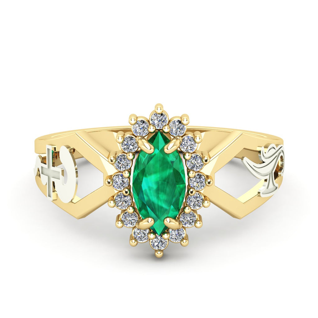 Anel de Formatura de Enfermagem Lovely V Ouro 18k