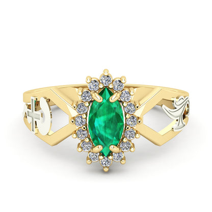 Anel de Formatura de Enfermagem Lovely V Ouro 18k