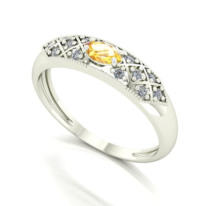 Anel Classic Citrino e Diamantes Naturais Ouro 18k