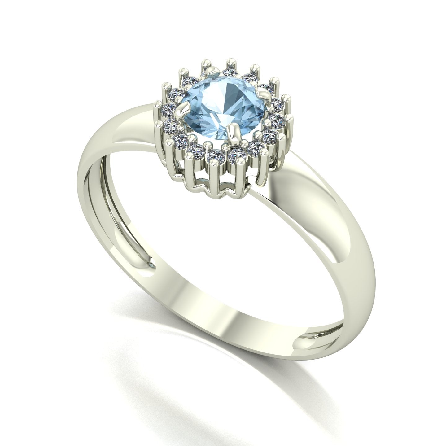 Anel Majestic Água Marinha e Diamantes Naturais Ouro 18k
