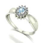 Anel Sovereign Água Marinha e Diamantes Ouro 18k