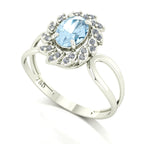 Anel Magnus Flos Água Marinha e Diamantes Naturais Ouro 18k