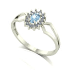 Anel Lovely IV Água Marinha e Diamantes Ouro 18k