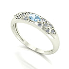 Anel Classic Água Marinha e Diamantes Naturais Ouro 18k