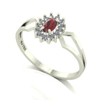 Anel Lovely IV Granada e Diamantes Ouro 18k