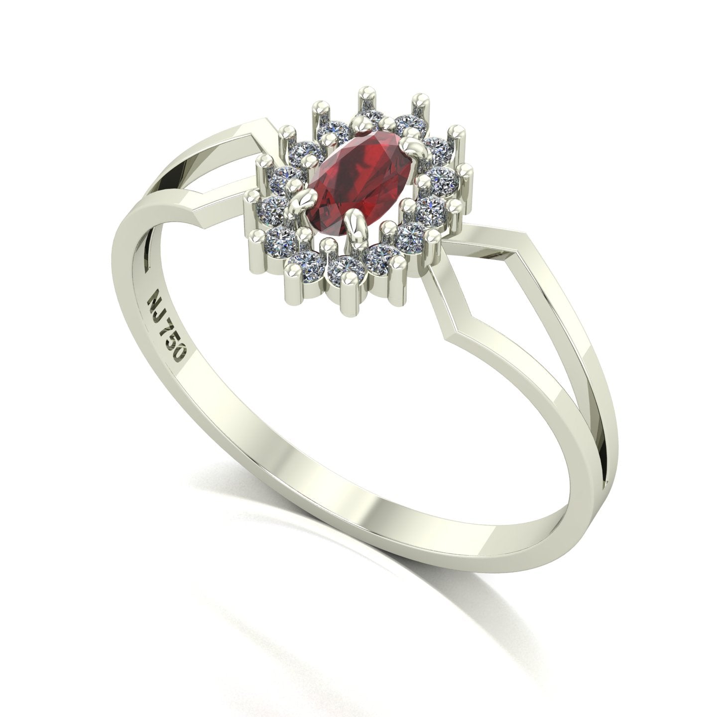 Anel Lovely IV Granada e Diamantes Ouro 18k