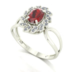 Anel Magnus Flos Granada e Diamantes Naturais Ouro 18k