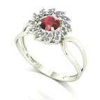 Anel Magnus Flos II Granada e Diamantes Naturais Ouro 18k