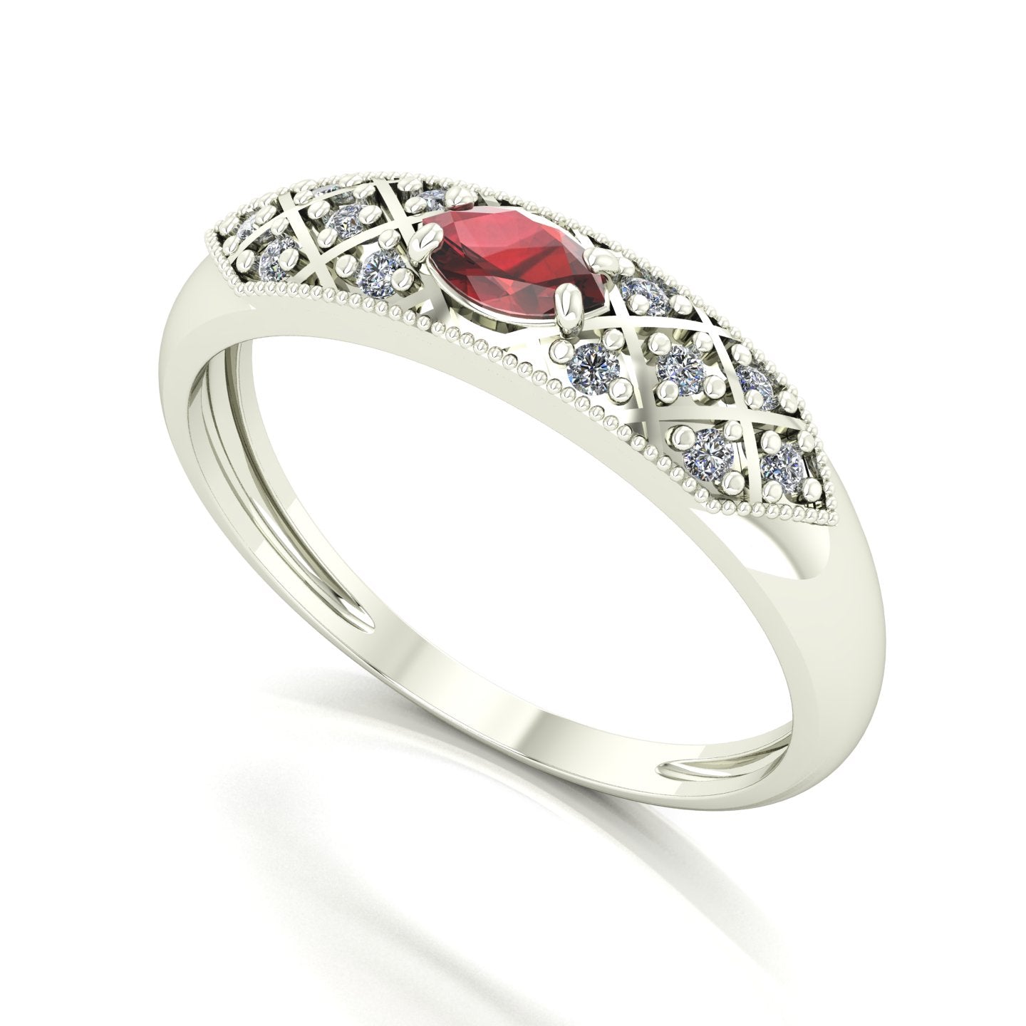Anel Classic Granada e Diamantes Naturais Ouro 18k