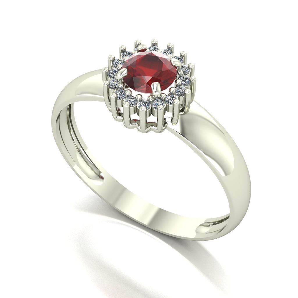 Anel Majestic Granada e Diamantes Naturais Ouro 18k