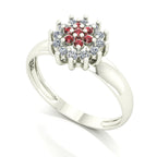 Anel Flower Granada e Diamantes Ouro 18k