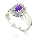 Anel Bright Ametista e Diamantes Ouro 18k