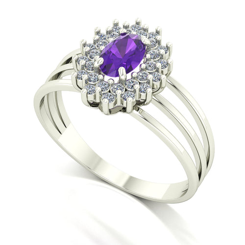 Anel Bright Ametista e Diamantes Ouro 18k
