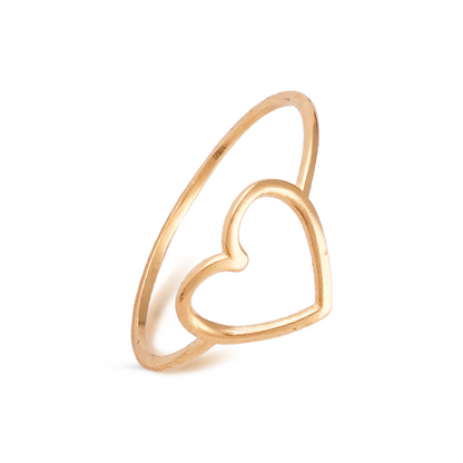 Anel Coração Vazado Ouro 18k