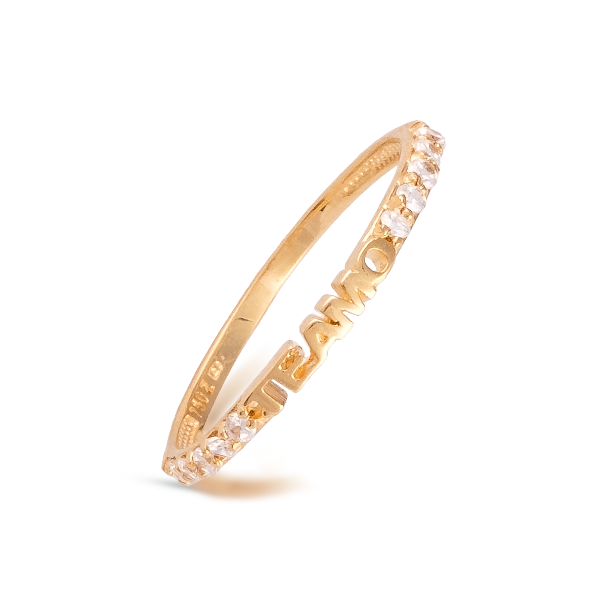 Anel Te Amo Cravejado Ouro 18k