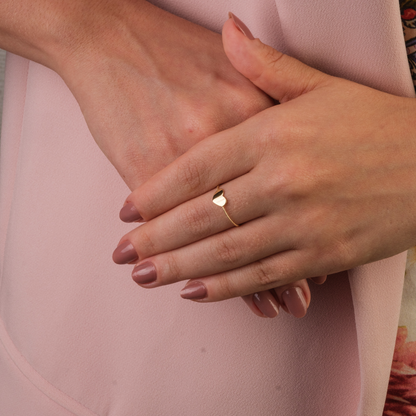 Anel Coração Aro Bolinhas Ouro 18k