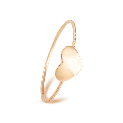 Anel Coração Aro Bolinhas Ouro 18k