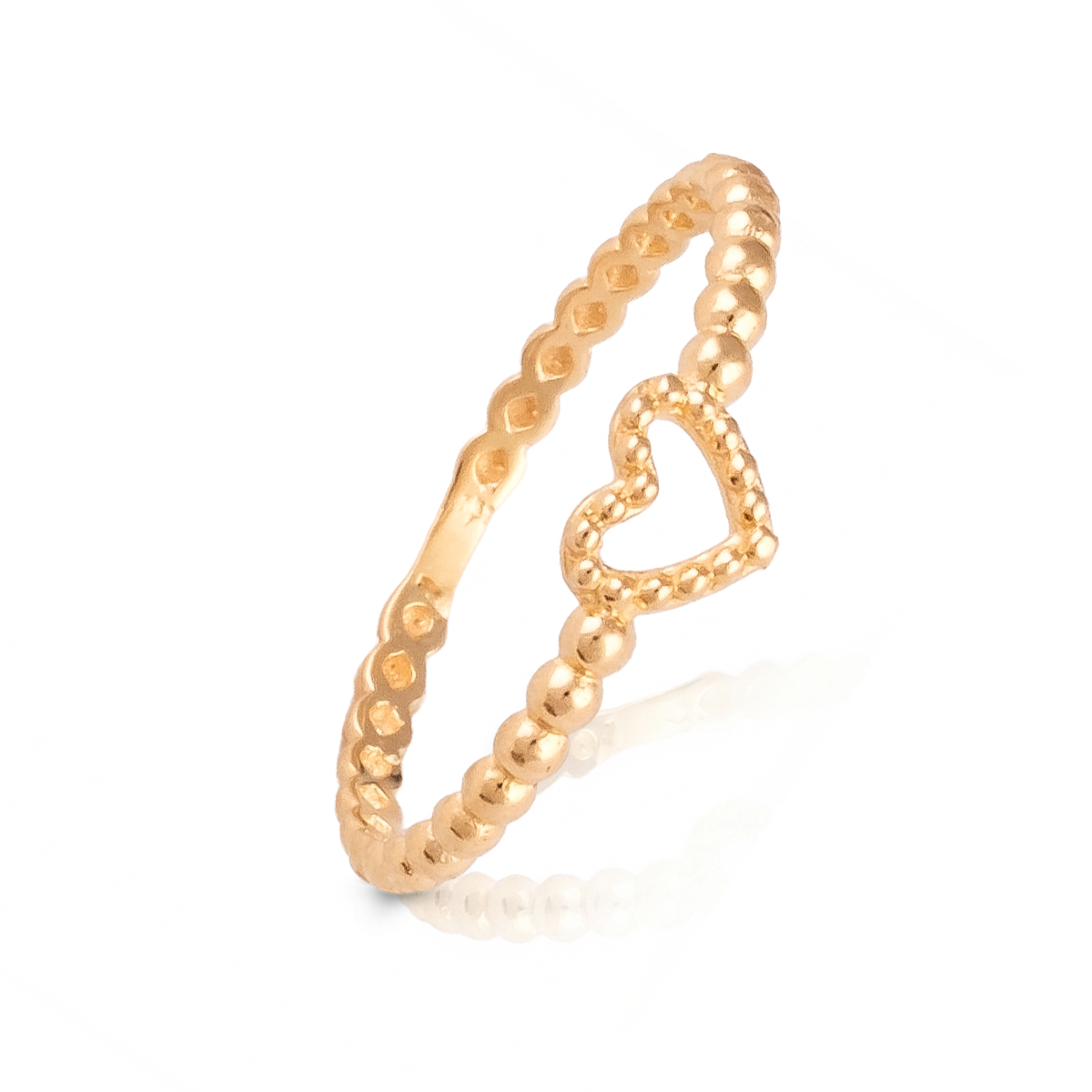 Anel Coração Bolinhas Ouro 18k