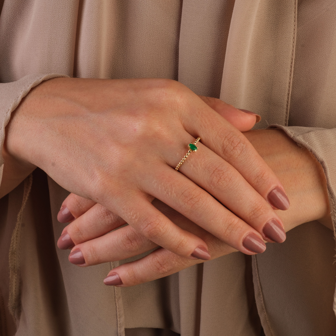 Anel Navete Ouro 18k