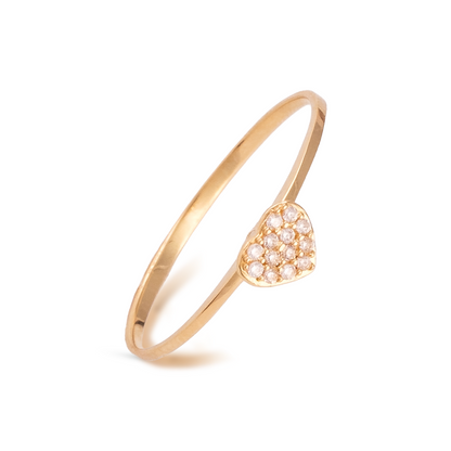 Anel Mini Coração Cravejado Ouro 18k