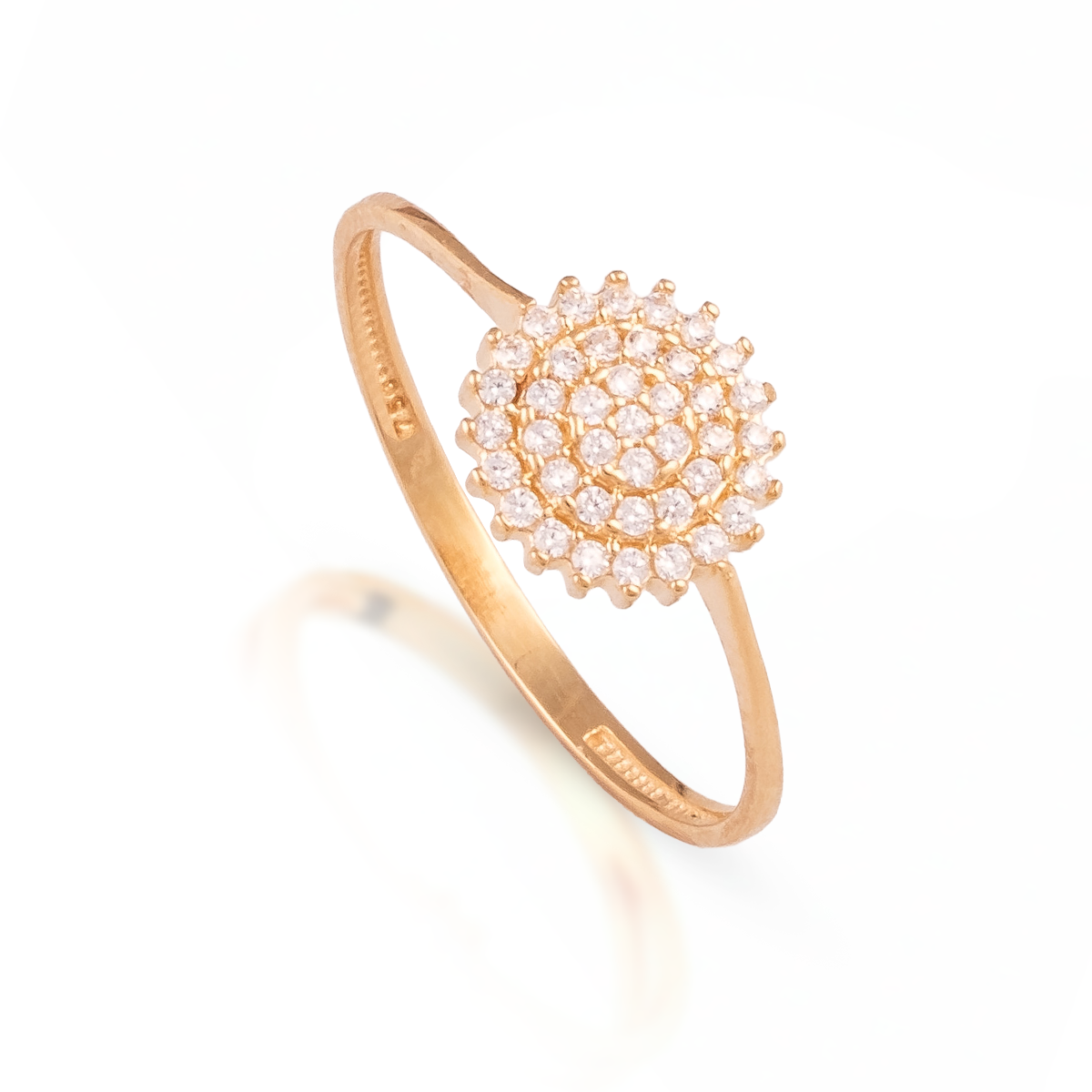 Anel Redondo Cravejado Ouro 18k