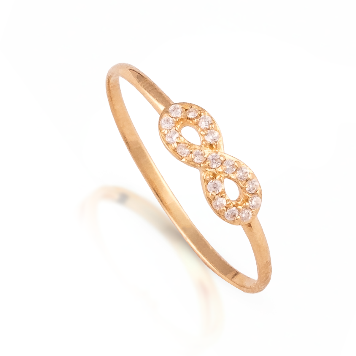 Anel Infinito Cravejado Ouro 18k